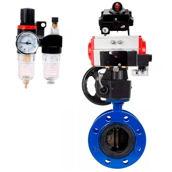 Vanne papillon d'eau Elephant WBV1331E-2W-FH, matériau du corps - Fonte GGG40/EN-GJS-400-15, matériau du disque - Acier inoxydable AISI 304, joint - EPDM, actionneur pneumatique PA-DA double action, 4M310-08 220V, BKV APL-410N EX, volant MON, BPV AFC2000