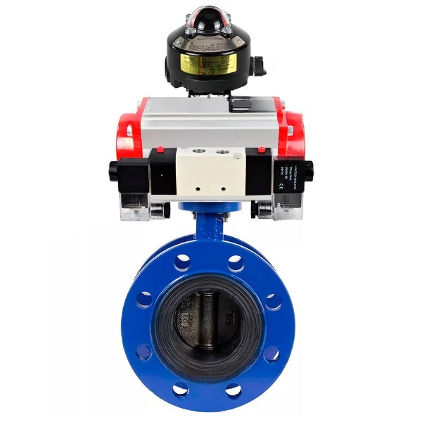 Vanne papillon d'eau Elephant WBV1331E-2W-FH, matériau du corps - Fonte GGG40/EN-GJS-400-15, matériau du disque - Acier inoxydable AISI 304, joint - EPDM, actionneur pneumatique PA-SA avec ressorts de rappel, 4V320-08 220V, BKV APL-510N EX