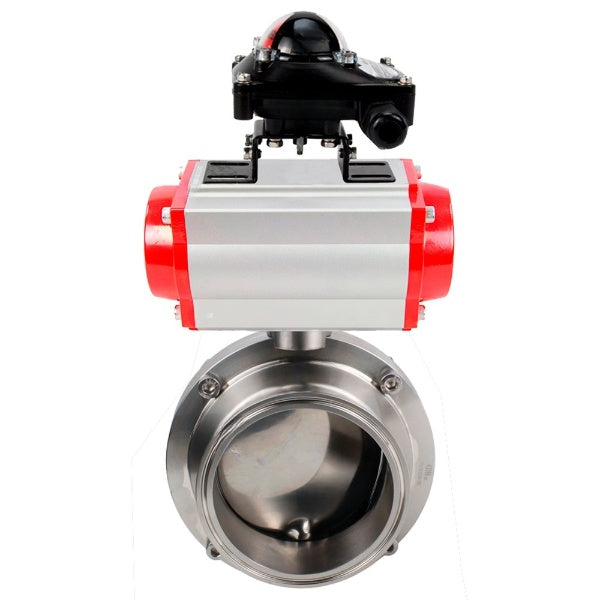 Water Butterfly valves Elephant WBV3131E-2W-C-H, body material - stainless steel AISI 304, seal - EPDM, with pneumatic actuator PA-DA-052 double action, LSU APL-210N