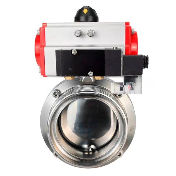 Water Butterfly valves Elephant WBV3131S-2W-T-H, body material - stainless steel AISI 304, seal - Silicon, with pneumatic actuator PA-DA-052 double action, 4M310-08 NAMUR 24V