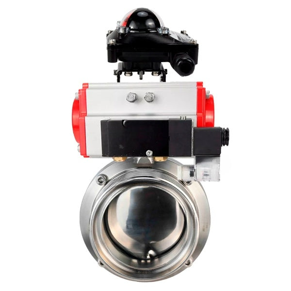 Water Butterfly valves Elephant WBV3131S-2W-T-H, body material - stainless steel AISI 304, seal - Silicon, with pneumatic actuator PA-DA-052 double action, 4M310-08 NAMUR 220V, LSU APL-210N