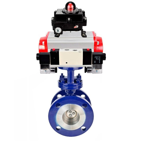 Vanne papillon d'eau Elephant WBV3EX-3432M-1W-F-ISO, matériau du corps - Acier au carbone, matériau du disque - Acier inoxydable AISI 316, joint - Métal, actionneur pneumatique PA-SA avec ressorts de rappel, 4V320-10 220V, BKV APL-410N EX