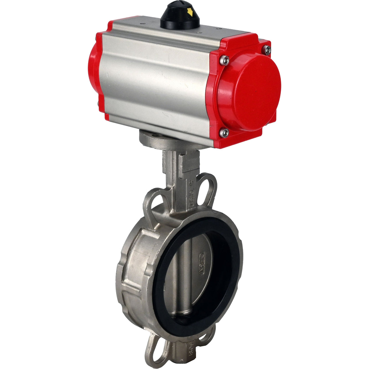 Vanne papillon d'eau Elephant 316l-nbr-da-4m310-110/220, matériau du corps - acier inoxydable AISI 316L, matériau du disque - acier inoxydable AISI 316L, joint - NBR, actionné par actionneur pneumatique