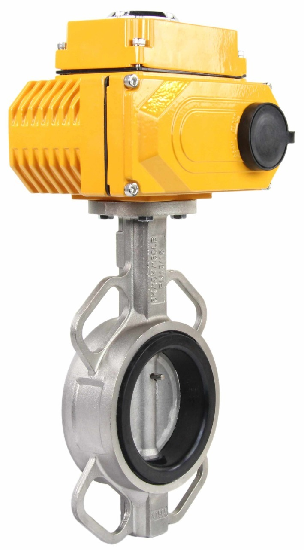 Vanne papillon d'eau Elephant 316L-316L-NBR matériau du corps - acier inoxydable aisi 316l, matériau du disque - acier inoxydable aisi 316l, joint - NBR avec actionneur électrique Elephant 220V, capteur de rétroaction et signal de commande d'entrée 4-20mA