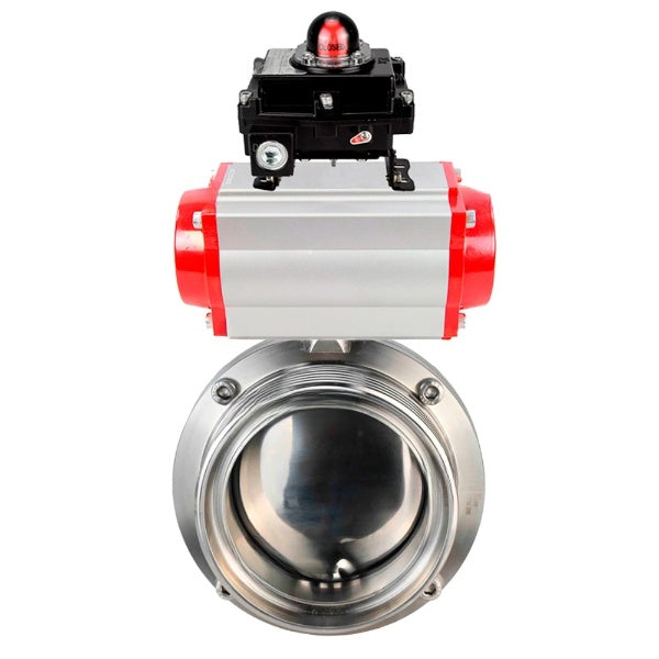 Water Butterfly valves Elephant WBV3131E-2W-T-H, body material - stainless steel AISI 304, seal - EPDM, with pneumatic actuator PA-DA-052 double action, LSU APL-410N EX