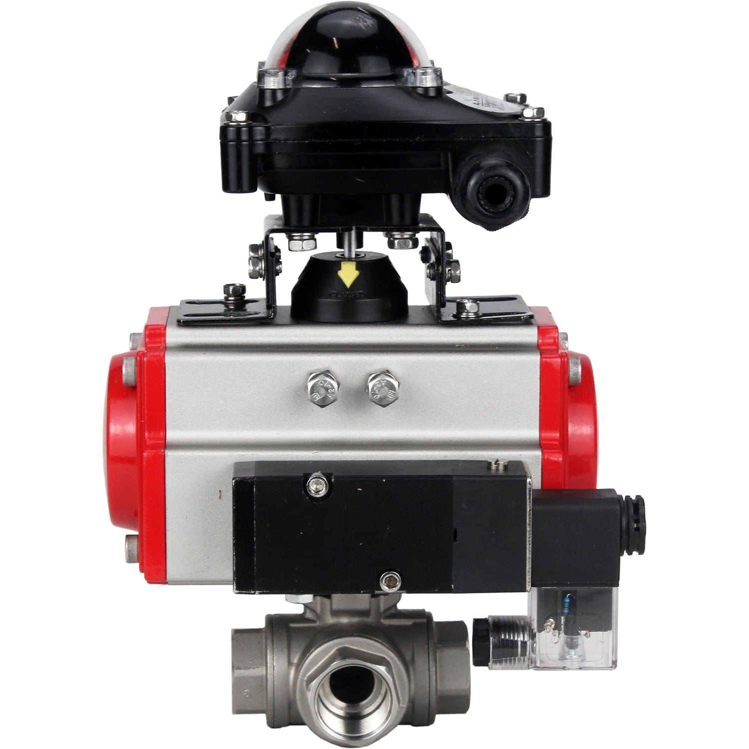 Robinet à boisseau sphérique en acier inoxydable Elephant 3h-l-rpss316200mm-iso-pnevpr-sa-rasp-24v-bkv, matériau du corps - acier inoxydable AISI 316, matériau de la bille - acier inoxydable AISI 316, joint - PTFE, actionné par actionneur pneumatique