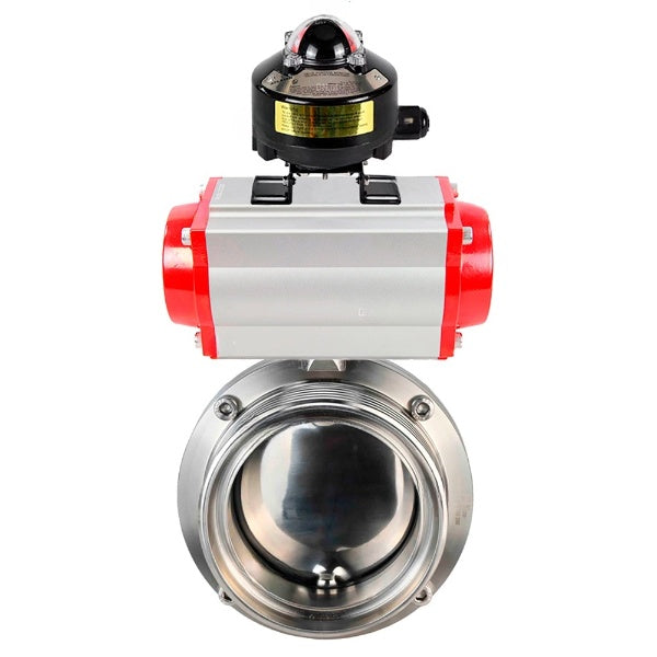 Water Butterfly valves Elephant WBV3131E-2W-T-H, body material - stainless steel AISI 304, seal - EPDM, with pneumatic actuator PA-DA-052 double action, LSU APL-510N EX