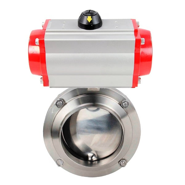 Water Butterfly valves Elephant WBV3131S-2W-W-H, body material - stainless steel AISI 304, seal - Silicon, with pneumatic actuator PA-DA-052 double action