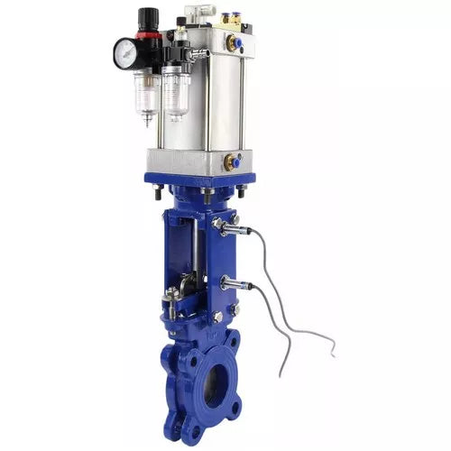Gate valves ELEPHANT GVKR1331E-2W-Fb-2P DN50-300 10 bar interflanged, with sliding spindle, body - cast iron GGG-40, seal - EPDM, with pneumatic actuator, WENZ, pneumatic valve 4V210-08 KUOIN 220V, sensors LJ12A3-4-J/EZ 220V and air filter AFC2000
