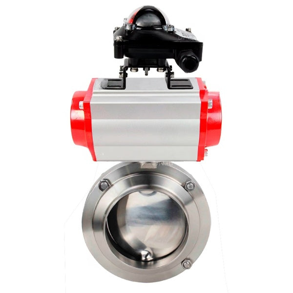 Water Butterfly valves Elephant WBV3131E-2W-W-H, body material - stainless steel AISI 304, seal - EPDM, with pneumatic actuator PA-DA-052 double action, LSU APL-210N