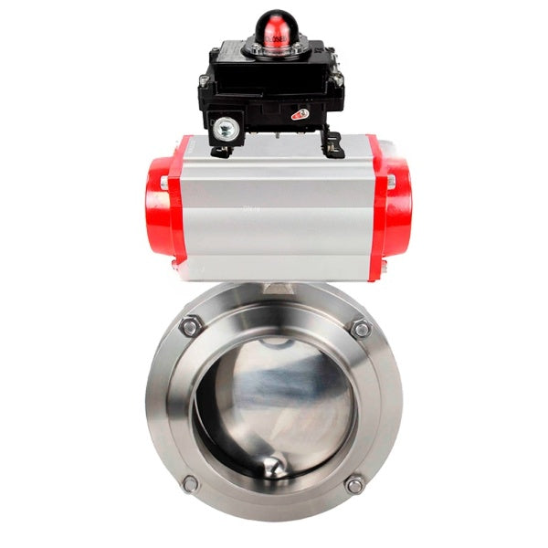 Water Butterfly valves Elephant WBV3131S-2W-W-H, body material - stainless steel AISI 304, seal - Silicon, with pneumatic actuator PA-DA-052 double action, LSU APL-410N EX
