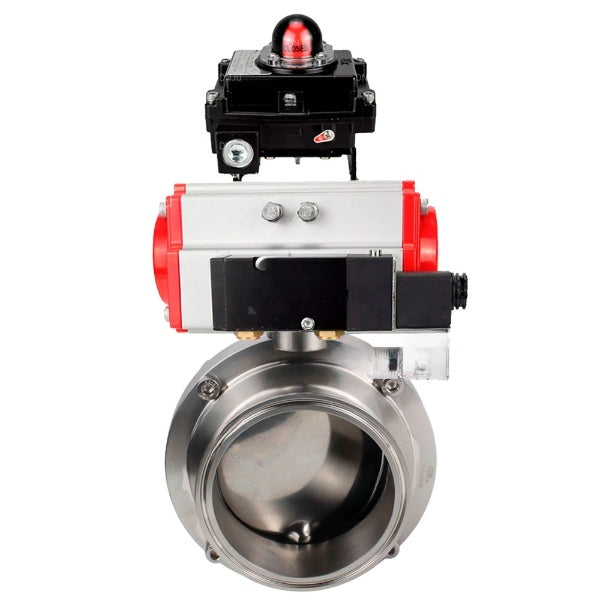 Water Butterfly valves Elephant WBV3131S-2W-C-H, body material - stainless steel AISI 304, seal - Silicon, with pneumatic actuator PA-DA-052 double action, 4M310-08 NAMUR 220V, LSU APL-410N EX