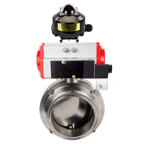 Water Butterfly valves Elephant WBV3131S-2W-C-H, body material - stainless steel AISI 304, seal - Silicon, with pneumatic actuator PA-DA-052 double action, 4M310-08 NAMUR 220V, LSU APL-510N EX