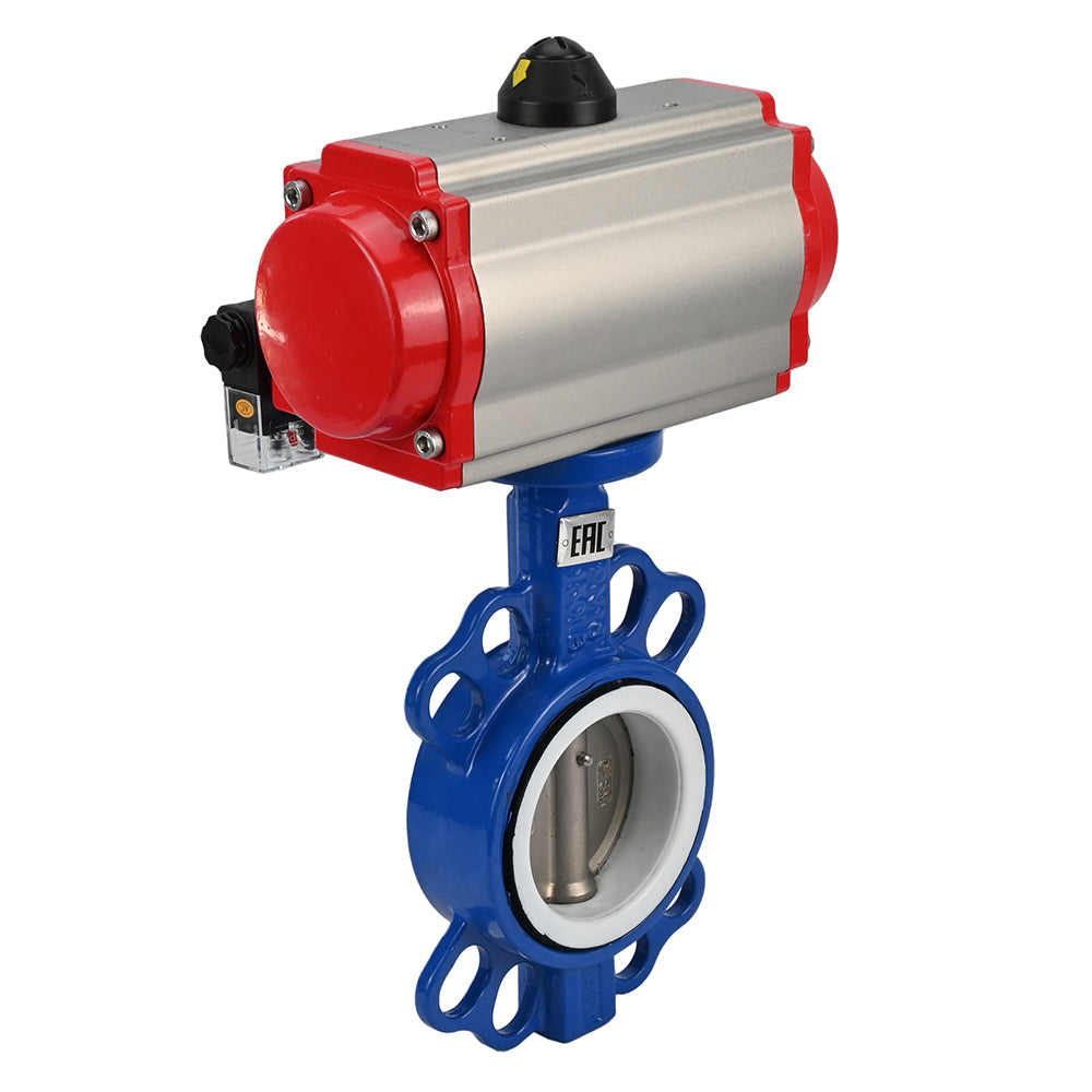 Vanne papillon d'eau Elephant st-316l-ptfe-da-4m310-110/220, matériau du corps - acier au carbone WCB, matériau du disque - acier inoxydable AISI 316L, joint - PTFE, actionnement par actionneur pneumatique