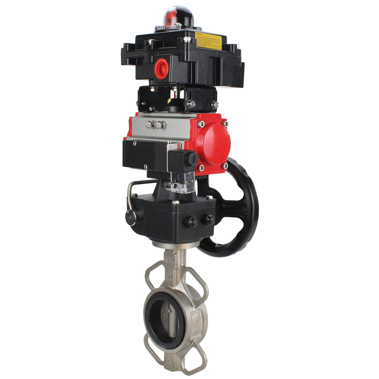 Water butterfly valve Elephant 316L-316L-VITON body material - stainless steel aisi 316l, disk material - stainless steel AISI 316L, seal - Viton with pneumatic actuator Elephant DA, pneumatic distributor 4M310-08 24V, limit switch block APL-410N EX