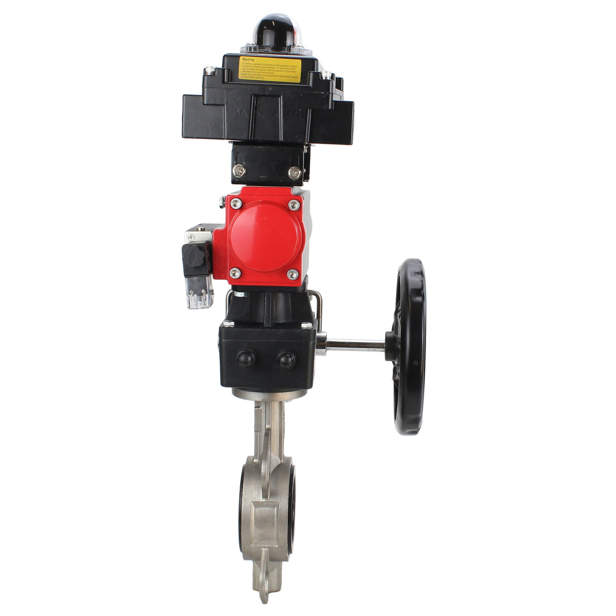 Water butterfly valve Elephant 316L-316L-VITON body material - stainless steel aisi 316l, disk material - stainless steel AISI 316L, seal - Viton with pneumatic actuator Elephant DA, pneumatic distributor 4M310-08 24V, limit switch block APL-410N EX