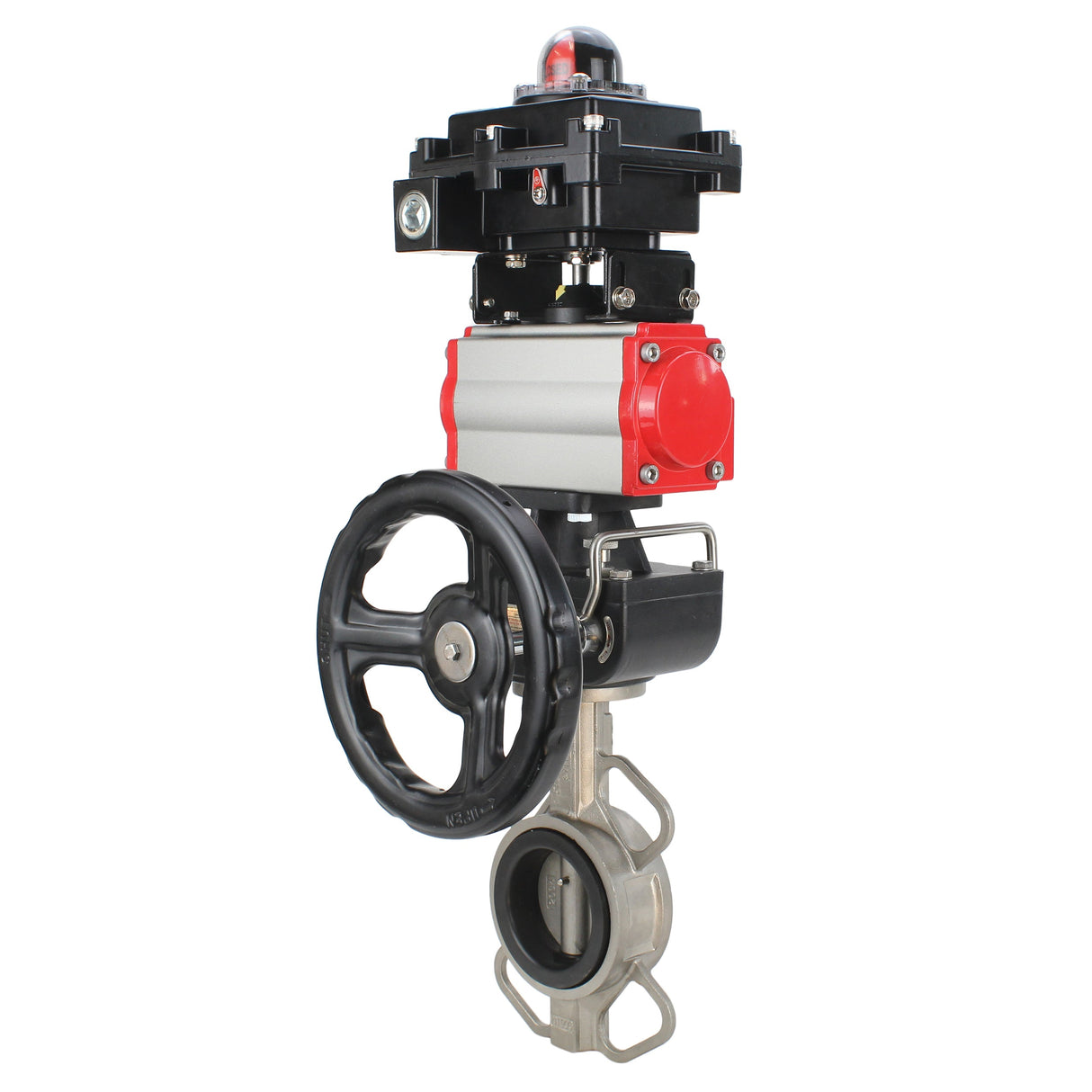 Water butterfly valve Elephant 316L-316L-EPDM body material - stainless steel aisi 316l, disk material - stainless steel AISI 316L, seal - EPDM with pneumatic actuator Elephant DA, with pneumatic distributor 4M310-08 220V, limit switch block APL-410N EX