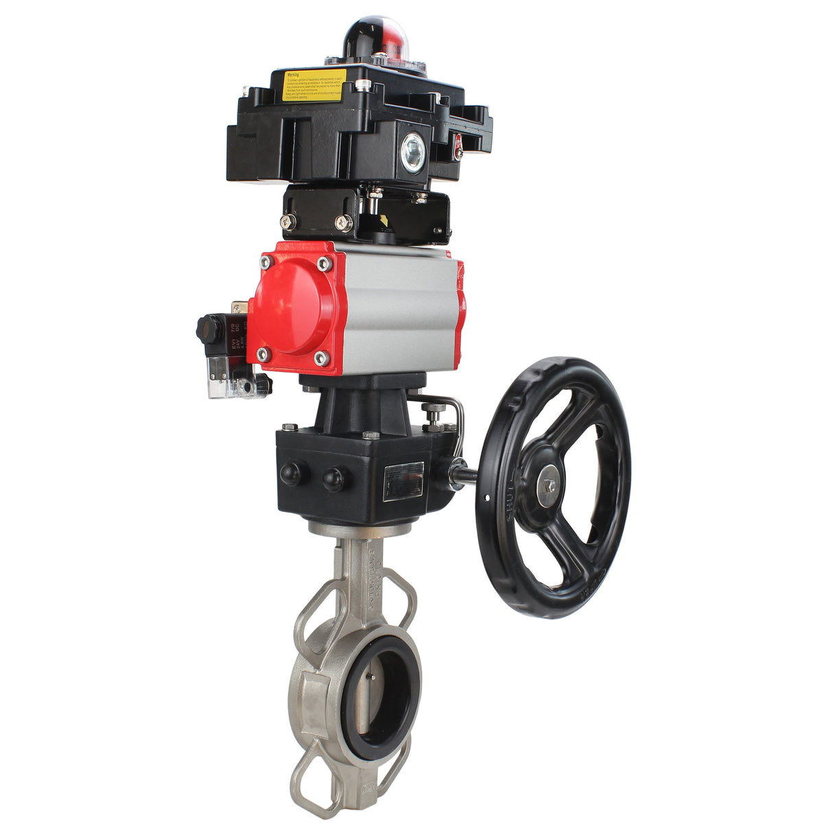 Water butterfly valve Elephant 316L-316L-VITON body material - stainless steel aisi 316l, disk material - stainless steel AISI 316L, seal - Viton with pneumatic actuator Elephant DA, pneumatic distributor 4M310-08 24V, limit switch block APL-410N EX
