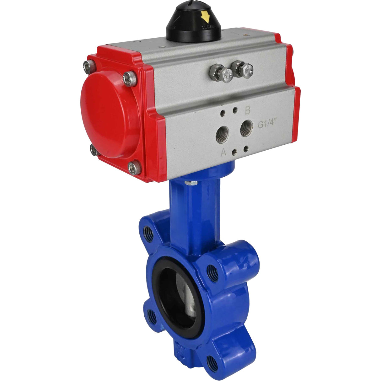 Vanne papillon d'eau Elephant WBV1631E-2W-Fb-H, matériau du corps - fonte QT450, matériau du disque - acier inoxydable AISI 304, joint - EPDM, actionneur pneumatique PA-SA avec ressorts de rappel