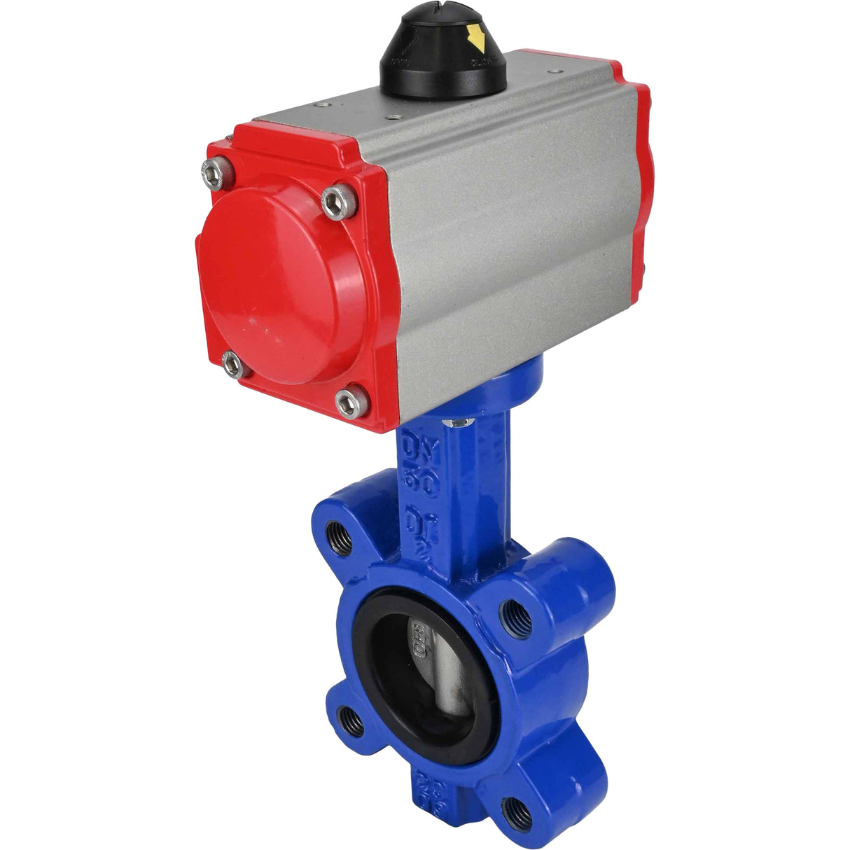 Vanne papillon d'eau Elephant WBV1631N-2W-Fb-H, matériau du corps - fonte QT450, matériau du disque - acier inoxydable AISI 304, joint - NBR, actionneur pneumatique PA-SA avec ressorts de rappel