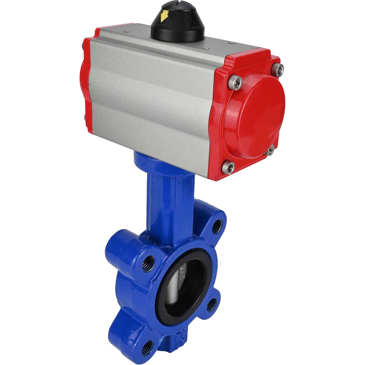Vanne papillon d'eau Elephant WBV1631N-2W-Fb-H, matériau du corps - fonte QT450, matériau du disque - acier inoxydable AISI 304, joint - NBR, avec actionneur pneumatique double effet PA-DA
