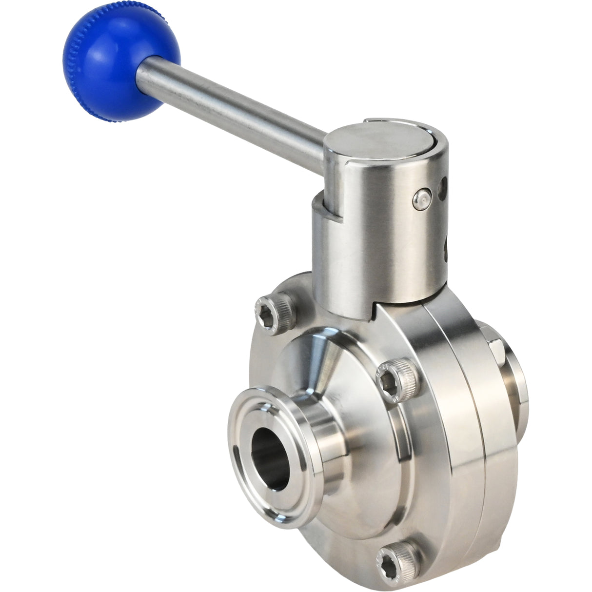 Vanne papillon d'eau Elephant WBV3131E-2W-CH, matériau du corps - Acier inoxydable AISI 304, matériau du disque - Acier inoxydable AISI 304, joint - EPDM, connexion - collier de serrage, poignée