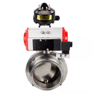 Butterfly valves Elephant WBV3131E-2W-C-H food grade stainless steel 304, seal - EPDM, with pneumatic actuator Elephant PA-DA-XXX, pneumatic distributor Elephant 4M310-08 24V and BKV Elephant APL-510N EX