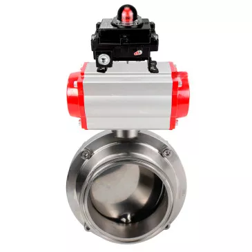 Butterfly valves Elephant WBV3131E-2W-T-H food grade stainless steel 304, seal - EPDM, with pneumatic actuator Elephant PA-DA-XXX and BKV Elephant APL-410N EX