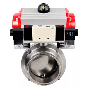 Butterfly valves Elephant WBV3131E-2W-C-H food grade stainless steel 304, seal - EPDM, with pneumatic actuator Elephant PA-DA-XXX and pneumatic distributor Elephant 4V320-08 220V