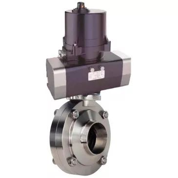 Butterfly valves Elephant WBV3131E-2W-W-H welded, body - food grade stainless steel AISI 304, disc - stainless steel AISI 304, seal - EPDM, with electric quarter turn actuator Elephant QTSA-N-EM-O0-220VAC