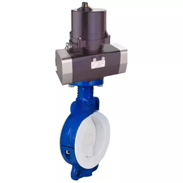 Butterfly valves Elephant WBV3434Pf-2W-Fb-R lined interflanged, body - carbon steel WCB, disc - carbon steel WCB, seal - PTFE, with electric quarter turn actuator Elephant QTSA-N-EM-O0-220VAC