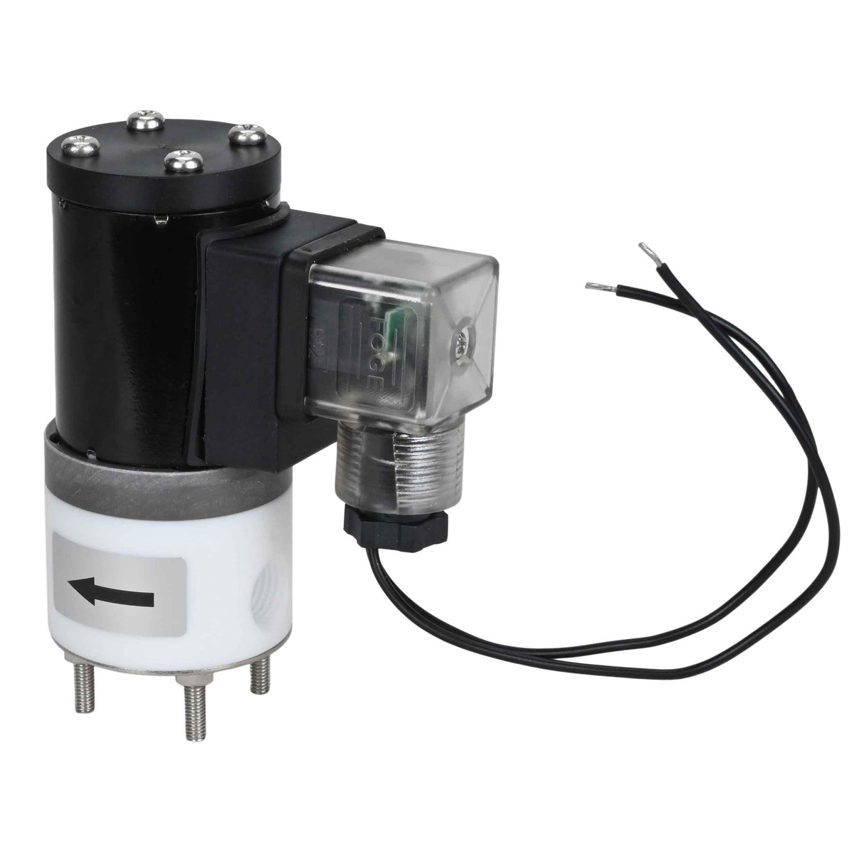 Électrovanne électrique à deux voies normalement fermée à action directe Elephant DHF11-НЗ PTFE VITON G 110/220V, matériau du corps - PTFE, joint - Viton