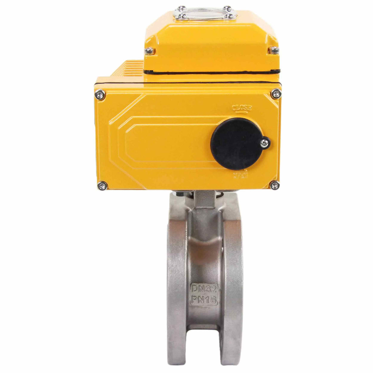Robinet à boisseau sphérique en acier inoxydable Elephant BV3232P-FP-Fb PSI232, matériau du corps - acier inoxydable AISI 316, joint - PTFE, passage intégral, bride compacte, actionneur électrique Elephant 380 V