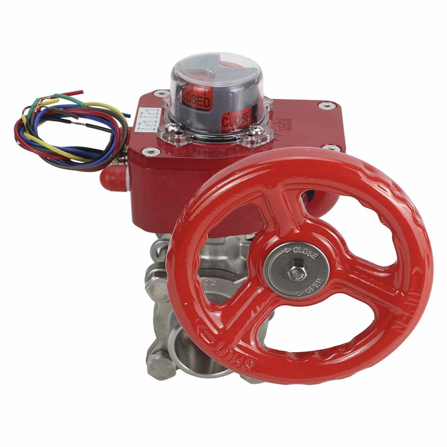 Robinet à boisseau sphérique en acier inoxydable Elephant BVPP 316.200-ISO 914 PSI à souder, passage intégral, matériau du corps - acier inoxydable AISI 316, avec bride ISO et réducteur Elephant GBBF avec indicateur de position et capteur de retour