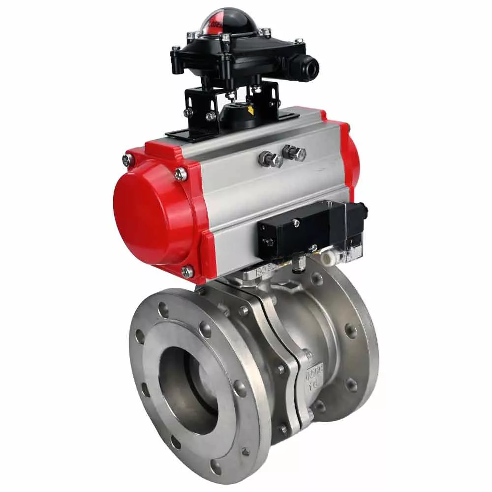 Ball valves Elephant BV3232P(2pc)-FP-F-ISO-R DN200-300 16 bar full bore flanged, body - stainless steel 316, with double-acting PA-DA pneumatic actuator, pneumatic distributor 4M310-08 220V and BKV APL-510N EX