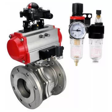Ball valves Elephant BV3232P(2pc)-FP-F-ISO-R DN200-300 16 bar full bore flanged, body - stainless steel 316, with double-acting PA-DA pneumatic actuator, pneumatic distributor 4M310-08 220V, BKV APL-210N and BPV AFC2000