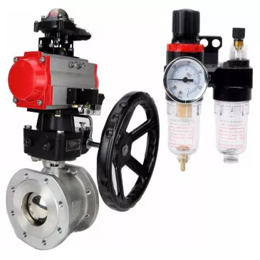 Ball valves Elephant BV3232P(2pc)-FP-F-ISO-R DN200-250 16 bar full bore flanged, body - stainless steel 316, with double-acting PA-DA pneumatic actuator, pneumatic distributor 4M310-08 220V, BKV APL-510N EX, gearbox MON-ISO and BPV AFC2000