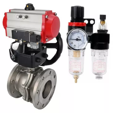 Ball valves Elephant BV3232P(2pc)-FP-F-ISO-R DN200-250 16 bar full bore flanged, body - stainless steel 316, with double-acting PA-DA pneumatic actuator, pneumatic distributor 4V320-08 220V, MON-ISO reducer and BPV AFC2000