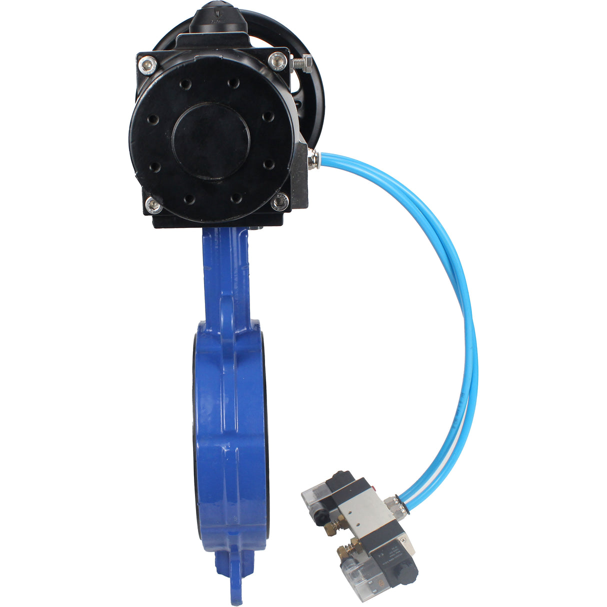 Vanne papillon d'eau Elephant WBV1132N-2W-Fb matériau du corps - Fonte GG25/EN-GJL-250, matériau du disque - Acier inoxydable AISI 316L/1.4404, joint - NBR avec actionneur pneumatique double effet PA-DA-105-1, distributeur pneumatique 4V320-08 220V