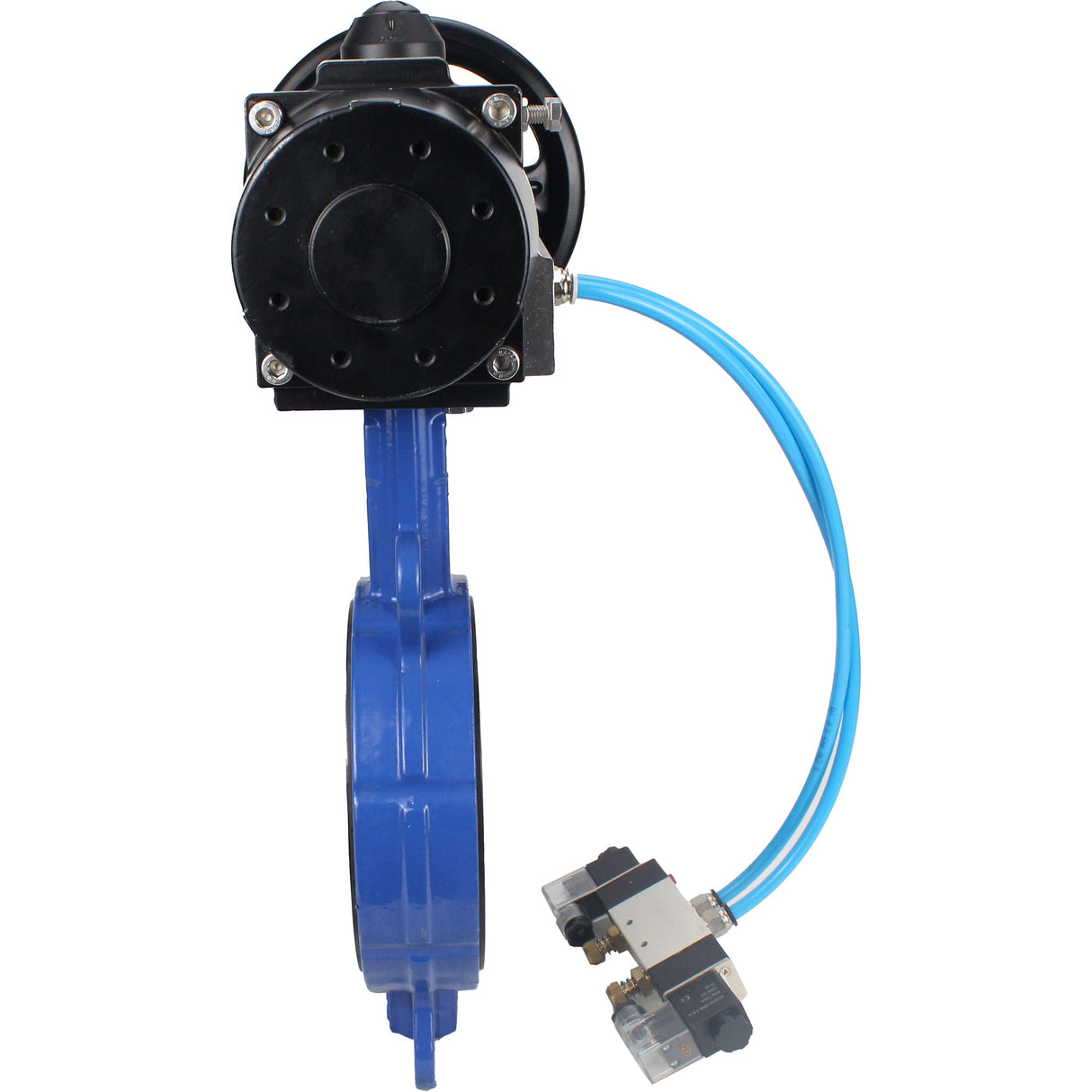 Vanne papillon d'eau Elephant WBV1132N-2W-Fb matériau du corps - Fonte GG25/EN-GJL-250, matériau du disque - Acier inoxydable AISI 316L/1.4404, joint - NBR avec actionneur pneumatique double effet PA-DA-105-1, distributeur pneumatique 4V320-08 220V