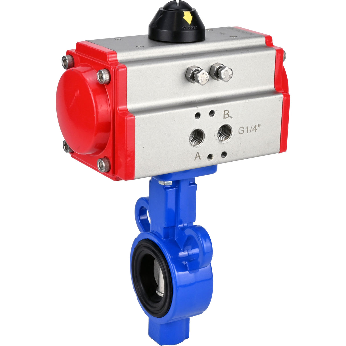 Vanne papillon d'eau Elephant al-316l-epdm-elephant-sa, matériau du corps - alliage d'aluminium, matériau du disque - acier inoxydable AISI 316L, joint - EPDM, actionné par actionneur pneumatique