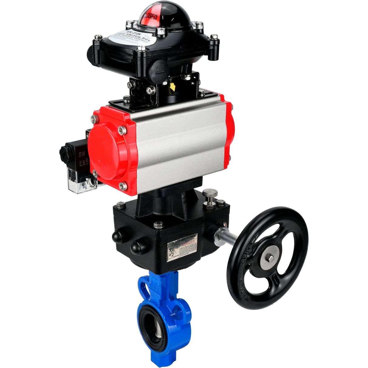 Vanne papillon d'eau Elephant al-316l-epdm-elephant-da-4m310-110/220-apl210n-hdm, matériau du corps - alliage d'aluminium, matériau du disque - acier inoxydable AISI 316L, joint - EPDM, actionné par actionneur pneumatique