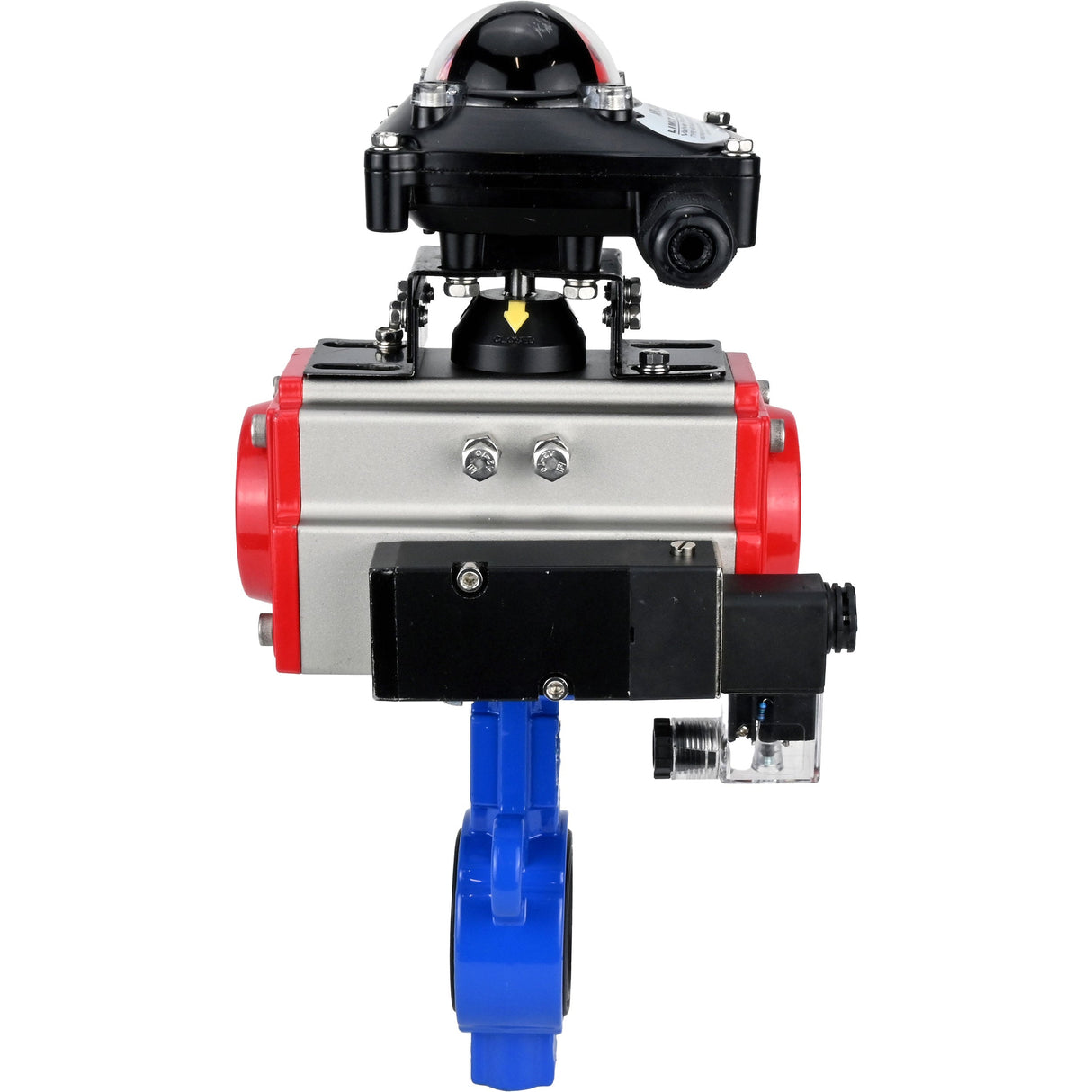 Vanne papillon d'eau Elephant al-316l-epdm-elephant-sa-4m310-110/220-apl210n, matériau du corps - alliage d'aluminium, matériau du disque - acier inoxydable AISI 316L, joint - EPDM, actionné par actionneur pneumatique