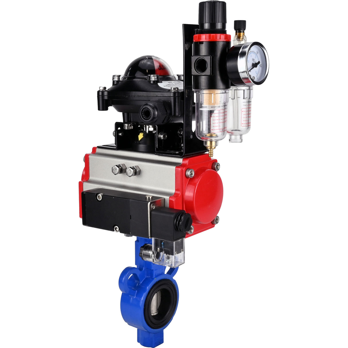 Vanne papillon d'eau Elephant al-316l-epdm-elephant-da-4m310-24-apl210n-afc2000, matériau du corps - alliage d'aluminium, matériau du disque - acier inoxydable AISI 316L, joint - EPDM, actionné par actionneur pneumatique