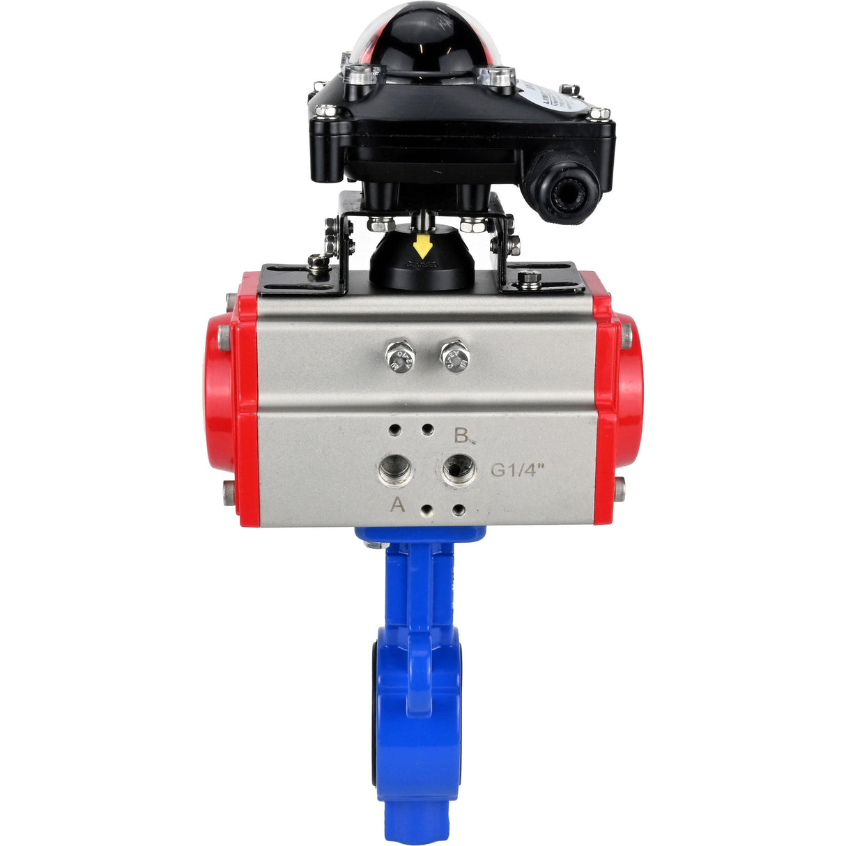 Vanne papillon d'eau Elephant al-316l-epdm-elephant-da-apl210n, matériau du corps - alliage d'aluminium, matériau du disque - acier inoxydable AISI 316L, joint - EPDM, actionné par actionneur pneumatique