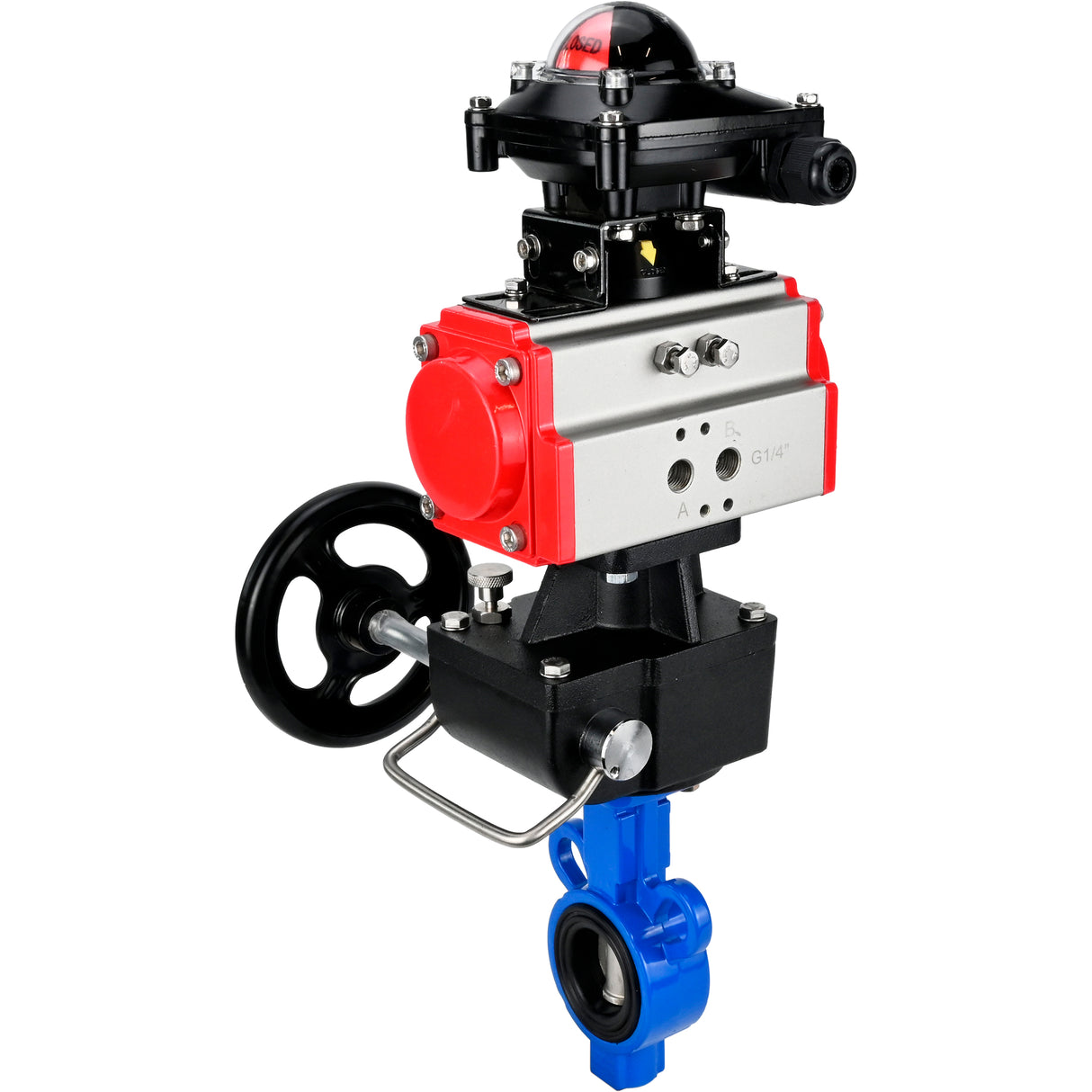 Vanne papillon d'eau Elephant al-316l-epdm-elephant-da-apl210n-hdm, matériau du corps - alliage d'aluminium, matériau du disque - acier inoxydable AISI 316L, joint - EPDM, actionné par actionneur pneumatique