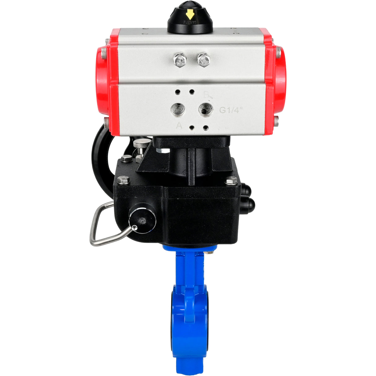 Vanne papillon d'eau Elephant al-316l-epdm-elephant-da-hdm, matériau du corps - alliage d'aluminium, matériau du disque - acier inoxydable AISI 316L, joint - EPDM, actionné par actionneur pneumatique