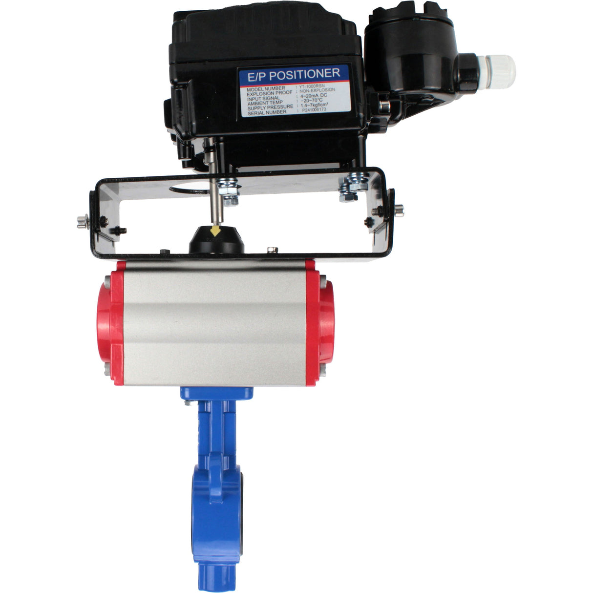 Vanne papillon d'eau Elephant al-316l-epdm-elephant-da-yt1000rsi, matériau du corps - alliage d'aluminium, matériau du disque - acier inoxydable AISI 316L, joint - EPDM, actionné par actionneur pneumatique