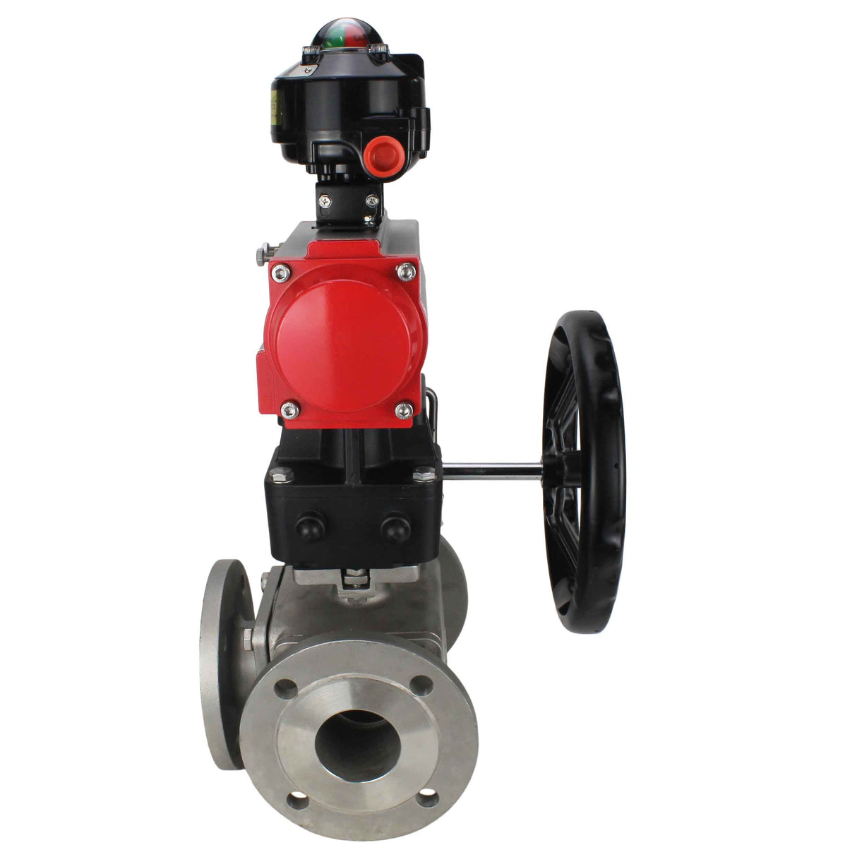 Ball valves Elephant BV3232P(4pc)-FP-3WL-F-ISO-H 16 bar full bore, flanged, body - stainless steel SS316, ISO flange F03/F04-F10/F12, square 9x9-19x19, with pneumatic drive PA-DA, LSU APL-510N EX and Doubler MON3-700-T38-ISO