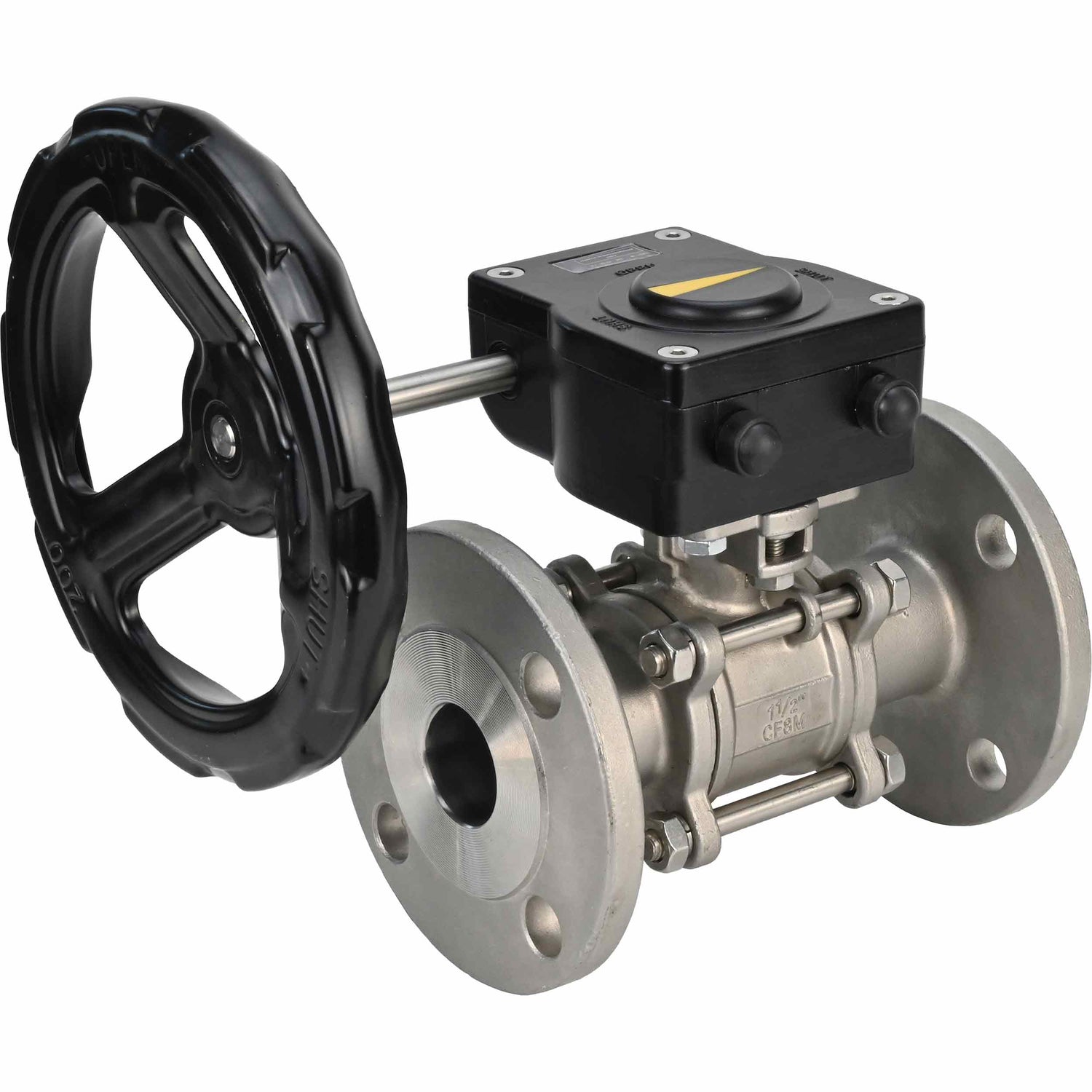 Robinet à boisseau sphérique en acier inoxydable Elephant ksfpt-304-180-ham, matériau du corps - acier inoxydable AISI 304, matériau de la bille - acier inoxydable AISI 304, joint - PTFE, commande par poignée